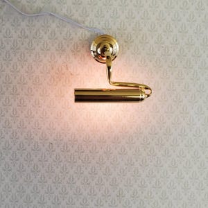 Dollhouse Picture Light Gold Brass 12 Volt with Plug 1:12 Scale Miniature Lamp