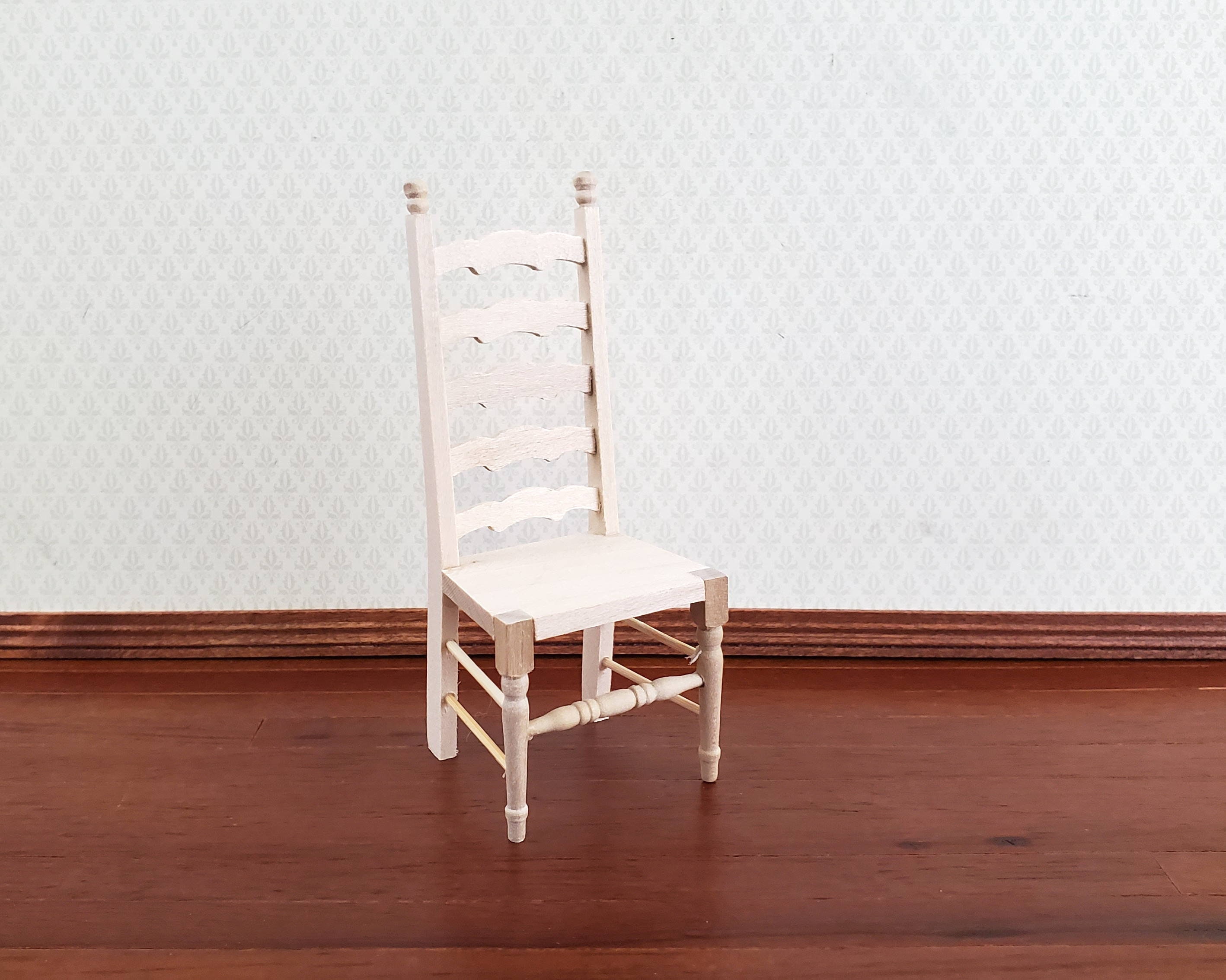 Dining Room Ladder Back Chair in Walnut ~ T6113 Dollhouse Miniature Kitchen