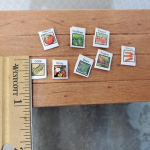 Dollhouse Seed Packets 8 Packages Miniature Garden Props 1:12 Scale ...