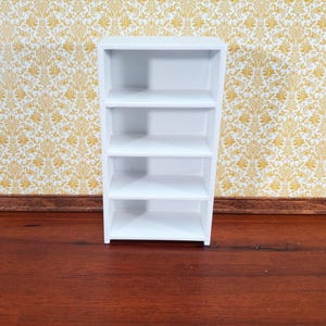 Dollhouse Shelves White Standing Bookcase 4 Shelf 1:12 Scale Furniture Bookshelf