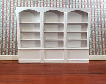 Dollhouse Miniature Bookcase Library Shelf 3 Bay WHITE 1:12 Scale Furniture