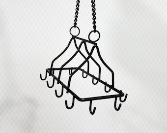 Dollhouse Pot Pan Hanger with Hooks Metal Kitchen Rack Large 1:12 or 1/6 Scale