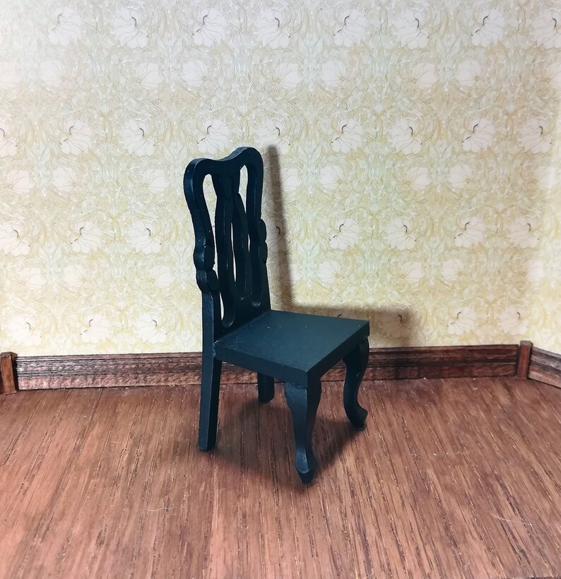 Dollhouse Miniature Chair Black Dining or Kitchen Chair 112 Etsy