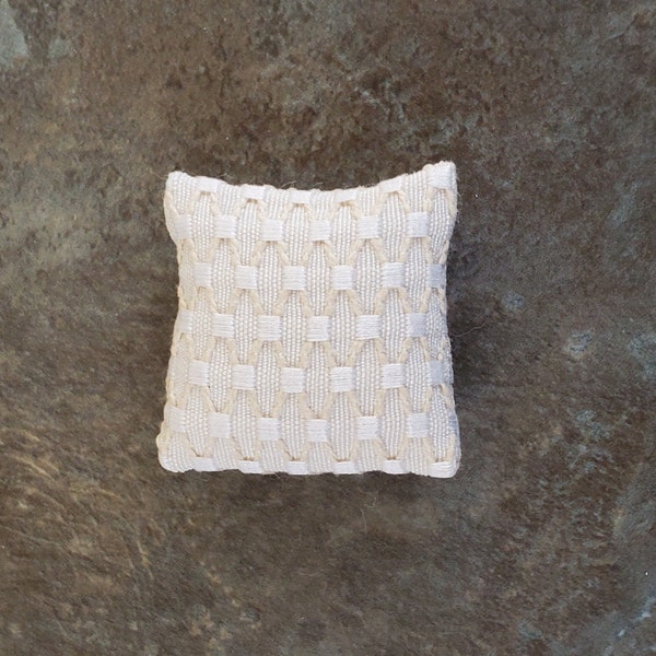 Dollhouse Miniature Pillow Ecru Weave Handmade 1:12 Scale 1 1/2"
