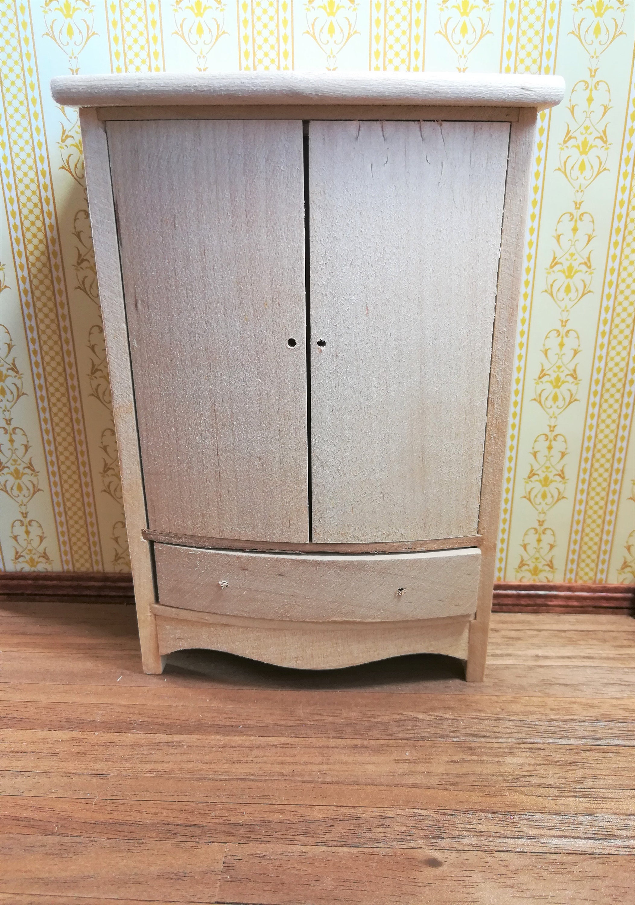Dollhouse Miniature Wardrobe Armoire Closet Large Unfinished 1 12