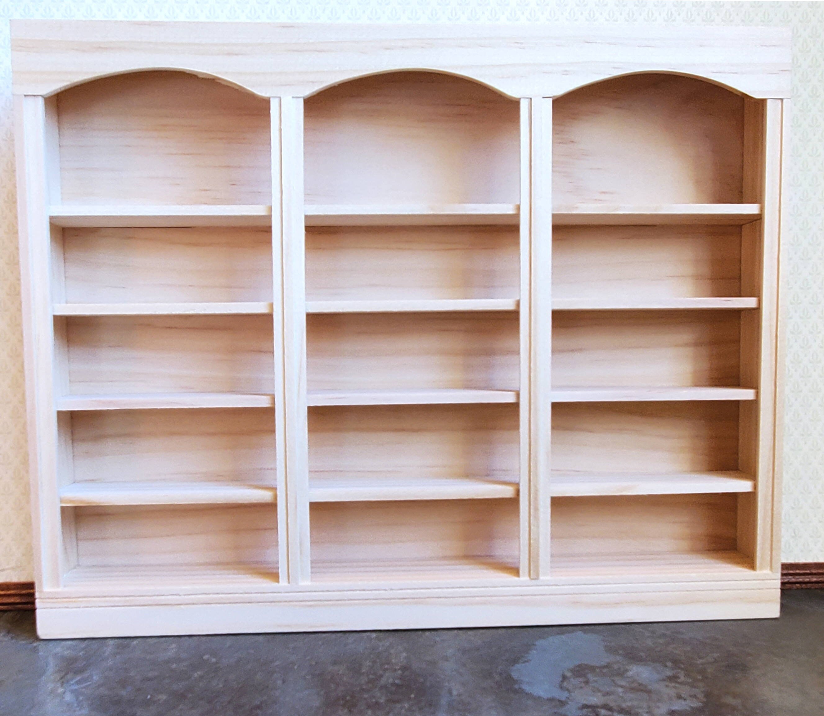 Dollhouse Miniature Library Bookcase or Shop Shelves 3 Bay 5