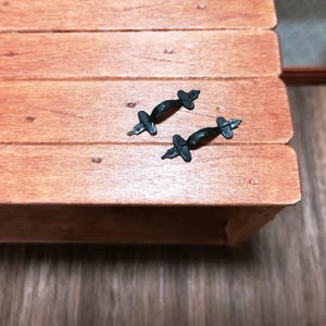 Dollhouse Door Handles or Drawer Pulls Tudor Style Black Metal 1:12 Scale (2)