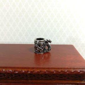 Dollhouse Miniature Metal Dragon Stein Mug Silver 1:12 Scale Decoration