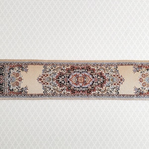 Dollhouse Miniature Narrow Carpet Rug Runner Beige Woven Fabric 1:12 Scale
