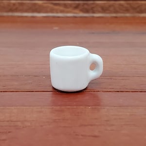 Dollhouse Coffee Mug All White LARGE Use in 1:6 or 1/12 Scale Miniature Kitchen