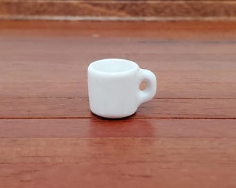 Dollhouse Coffee Mug All White LARGE Use in 1:6 or 1/12 Scale Miniature Kitchen
