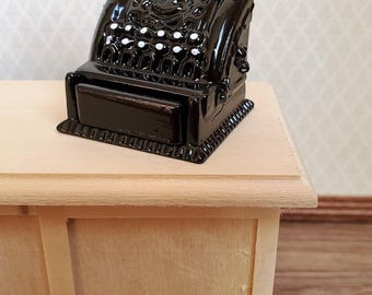 Dollhouse Miniature Cash Register Till Black Vintage Style Metal 1:12 Scale Opening Drawer