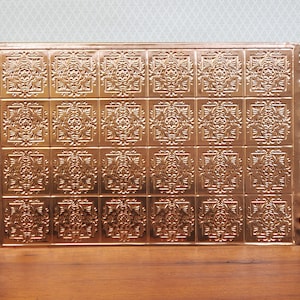 Dollhouse Tin Ceiling Embossed Real Copper 1:12 Scale 9.5" x 6.25" World Model Spain 36001