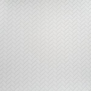 Dollhouse Subway Tile Herringbone White Embossed Glossy Card 1:12 Light Grout