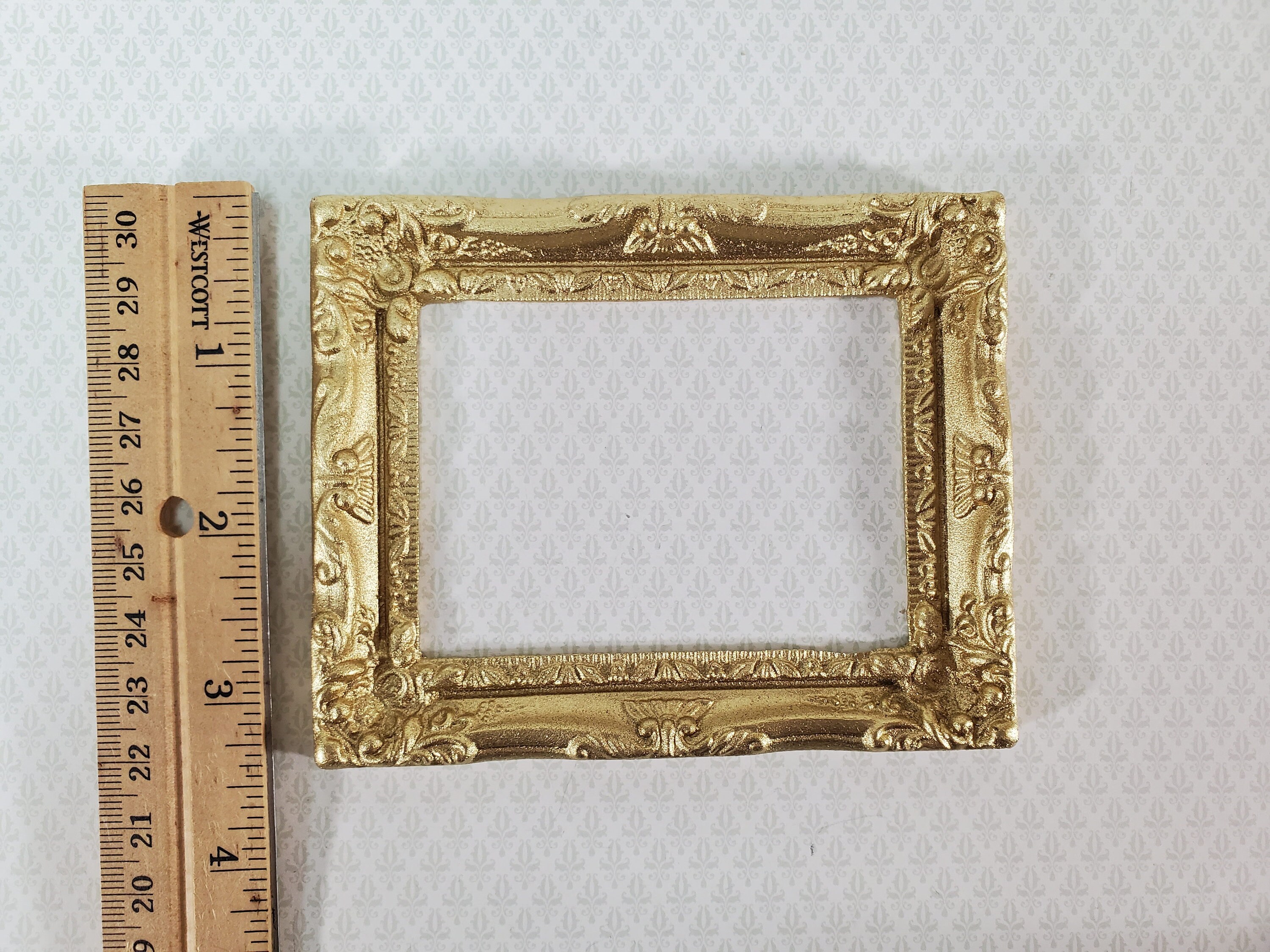 Dollhouse Miniature Picture Frame 16 Scale Large Fancy Gold Etsy