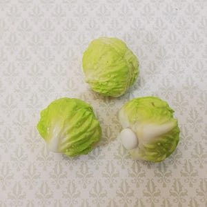 Dollhouse Cabbage or Iceberg Lettuce 3 Heads 1:12 Scale Miniature Kitchen Food Vegetables