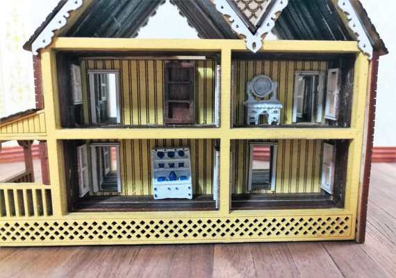Dollhouse Miniature 1 144 Scale White Dresser With Mirror Hand Etsy