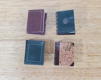 Dollhouse Books with Blank Pages Vintage Style Set of 4 1:12 Scale Miniature Library