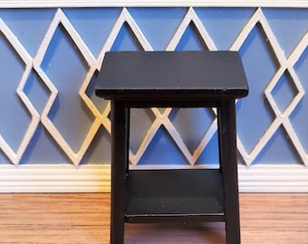 Dollhouse Miniature Fern or Plant Stand Side Table Black 1:12 Scale Furniture