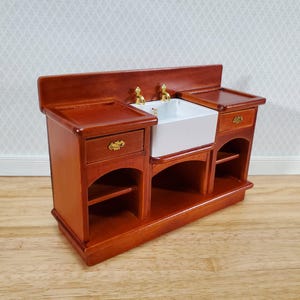 Dollhouse Kitchen Sink Cabinet with Drawers 1:12 Scale Miniature Wood Furniture