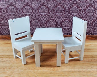 Dollhouse Small Table & Chairs Set Child Size 1:12 Scale Miniature Furniture