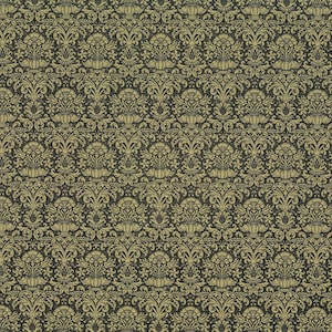 Dollhouse Wallpaper Damask Black & Tan Victorian 1:12 Scale Itsy Bitsy Miniatures
