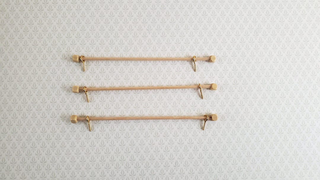 Dollhouse Miniature Curtain Rod Wood X3 1:12 Scale 4" Long - Etsy