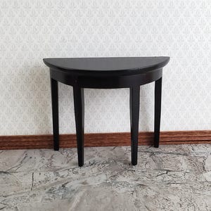 ドールハウス用半円形ホールテーブル（黒仕上げ）1/12スケール ミニチュア家具