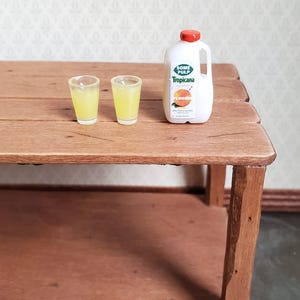 Dollhouse Miniature Orange Juice OJ Gallon Jug x2 Glasses 1:12 Scale Food Kitchen