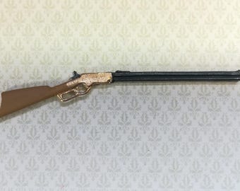 Dollhouse Miniature Winchester Repeating Long Rifle 1:12 Scale Metal 3.5"