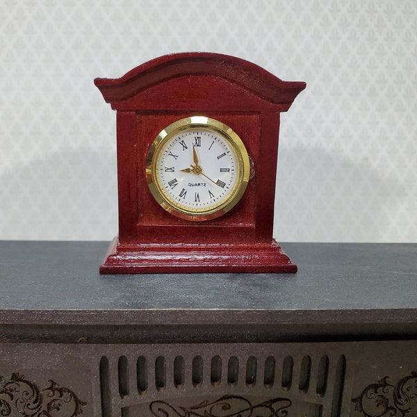 Dollhouse Working Mantle Clock Opens Mahogany Finish LARGE Miniature Furniture
