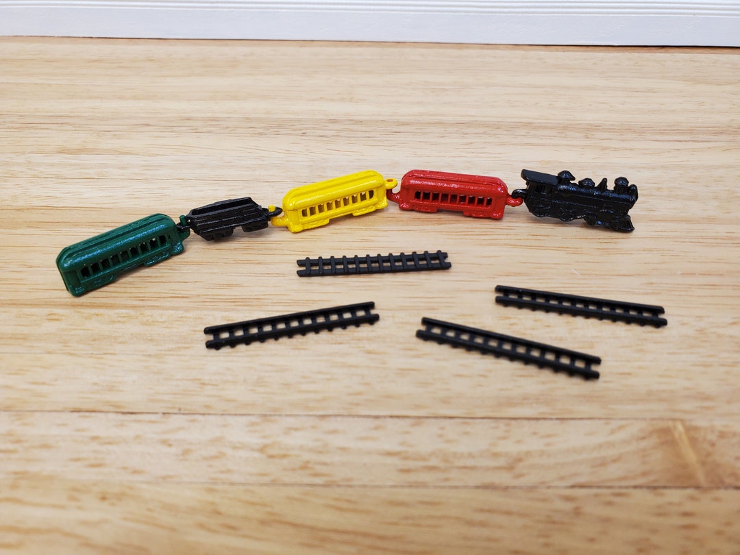 Dollhouse Train Set With Tracks Toy Painted Metal 112 Scale Miniature