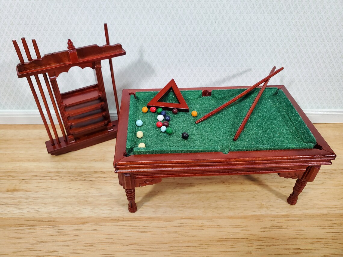 Dollhouse Pool Table Large With Cue Rack 112 Scale Miniature Etsy
