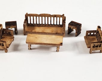 ドールハウス 1:144スケール 家具キット DIY カントリーリビングルームセット ソファーチェア +