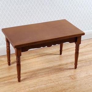 Dollhouse Kitchen Table Walnut Finish 1:12 Scale Miniature Wood Furniture