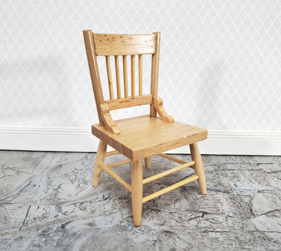 Dollhouse Kitchen Chair Light Oak Wood 112 Scale Miniature Furniture