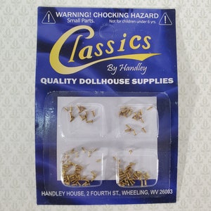 Brass Nails Brads Small Tiny Thin 1/8&quot; Pack of 100 Dollhouse Miniatures Hardware