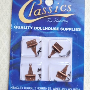 Dollhouse Miniature T Hinges Working x4 Bronze 1:12 Scale Includes Nails