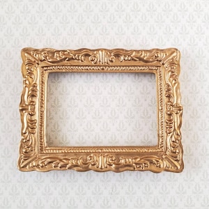 Dollhouse Miniature Picture Frame Fancy Gold 1:12 Scale 2 5/8&quot; x 2&quot;