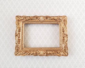 Dollhouse Miniature Picture Frame Fancy Gold 1:12 Scale 2 5/8" x 2"