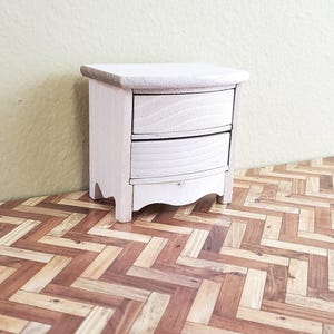 Dollhouse Miniature Side Table or Nightstand with 2 Drawers Barewood 1:12 Scale Furniture