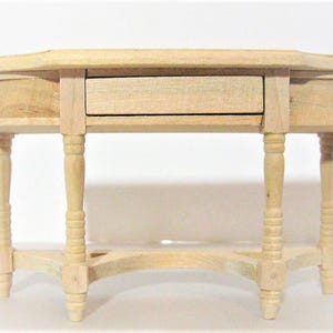 Table d'appoint ou de hall d'entrée pour maison de poupée avec tiroir, en bois non peint, échelle 1:12, miniature