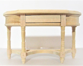 Dollhouse Hall or Side Table w/Drawer Unpainted Wood 1:12 Scale Miniature