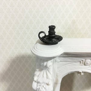 Dollhouse Miniature Chamber Candle Holder 1:12 Scale Black Metal