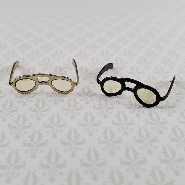 Dollhouse Miniature Reading Glasses 2 Pair Gold & Black 1:12 Scale Accessories