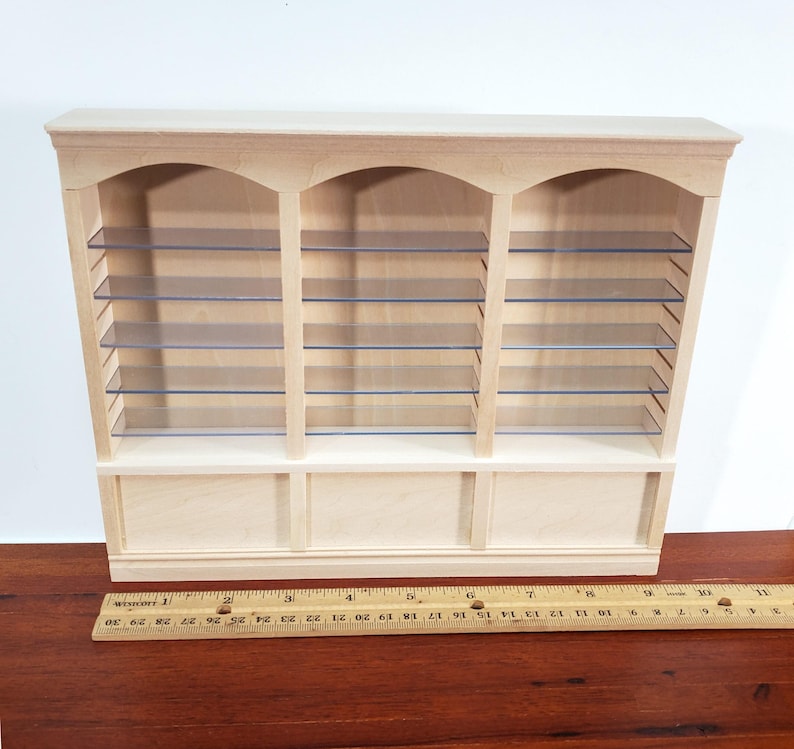 Librería para casa de muñecas, estanterías de tienda, 3 compartimentos, estantes ajustables, muebles a escala 1:12. imagen 4
