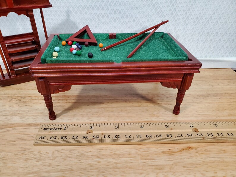 Dollhouse Pool Table Large With Cue Rack 112 Scale Miniature Etsy