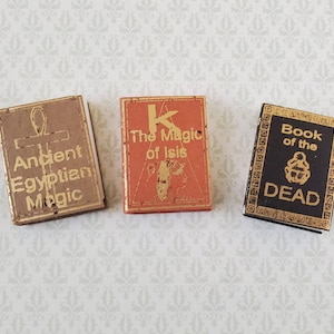 Dollhouse Miniature Books x3 Ancient Egyptian Magic Set 1:12 Scale (blank inside)