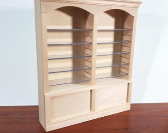 Dollhouse Shop Shelves 2 Bay 10 Adjustable Shelves 1:12 Scale Furniture Unpainted