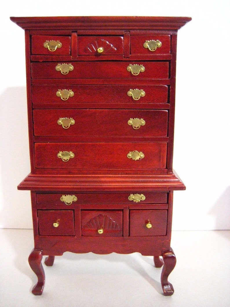 Dollhouse Miniature Queen Anne Victorian Highboy Dresser 1 12 Etsy